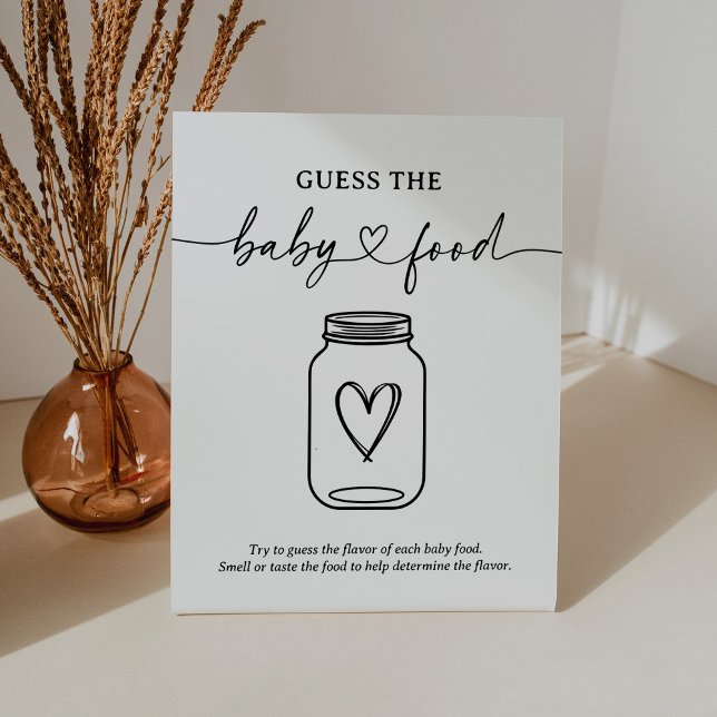 Modern Script Baby Shower Guess The Baby Food Sign (Creator Uploaded)