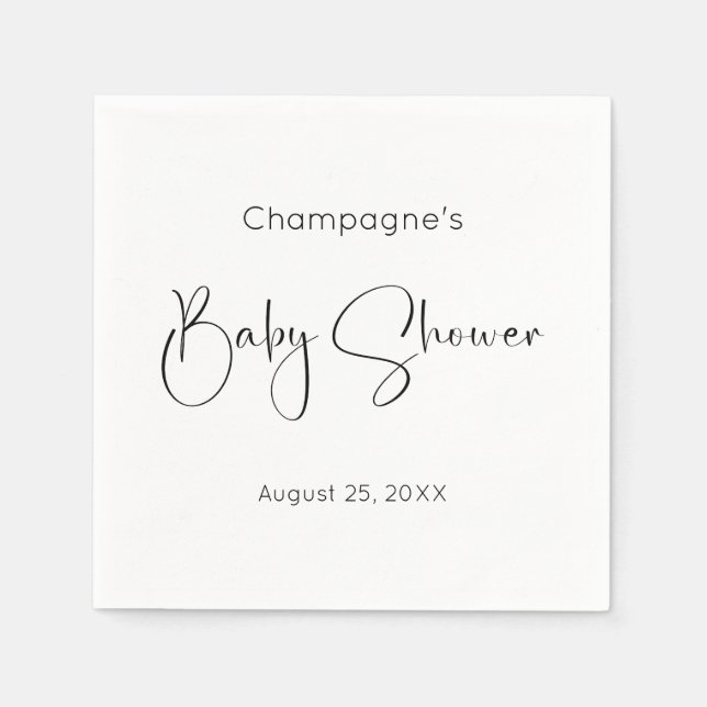 Modern Script Baby Shower Napkin (Front)