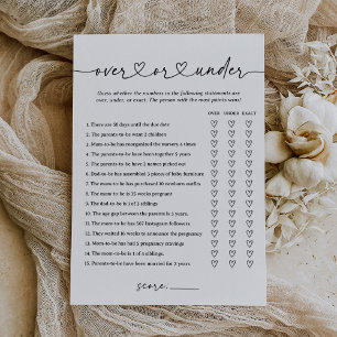 Modern Script Baby Shower Over or Under Game Invitation