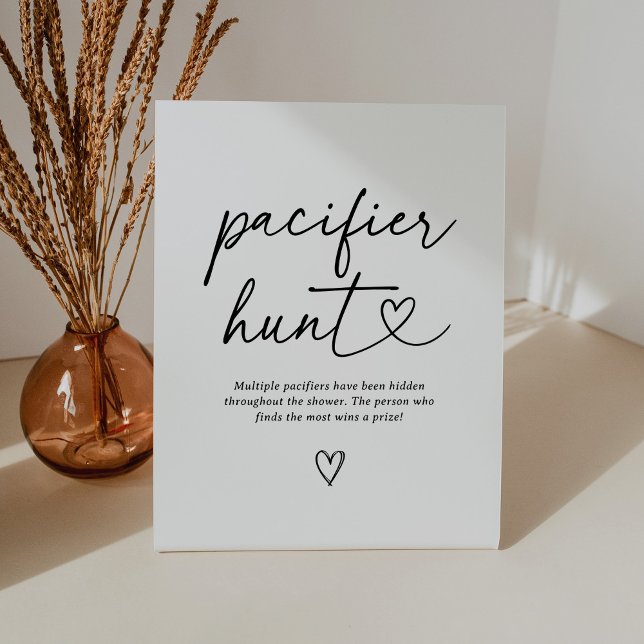Modern Script Baby Shower Pacifier Hunt Sign (Creator Uploaded)