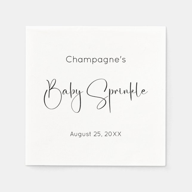 Modern Script Baby Sprinkle Napkin (Front)