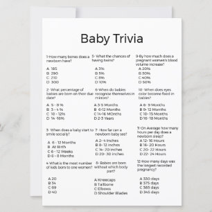 Modern script baby trivia game baby shower game