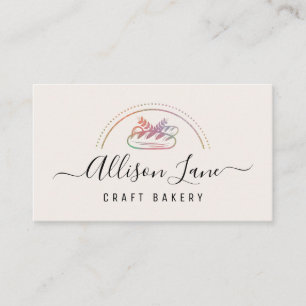 modern script bakery business card