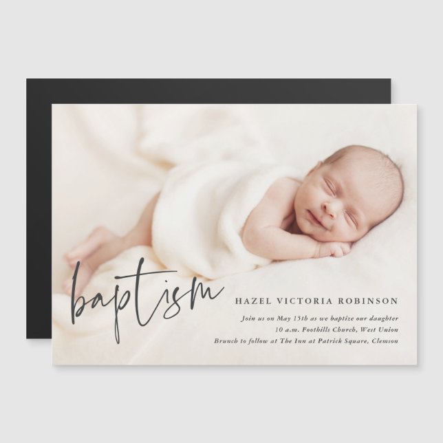 Modern Script Baptism & Christening Invitation (Front/Back)