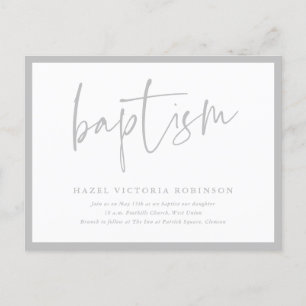 Modern Script  Baptism & Christening Invitation Postcard
