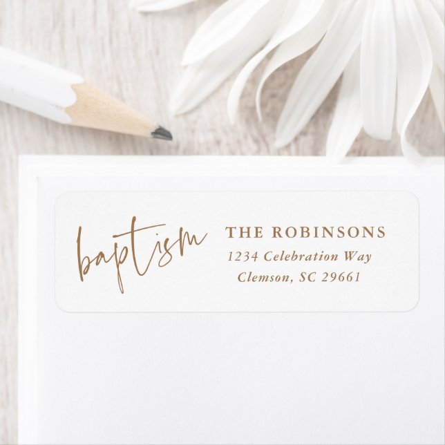 Modern Script Baptism Christening Return Address (Insitu)