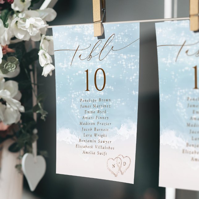 Modern Script Beach Table Number Seating Chart (Modern Script Beach Table Number Seating Chart)