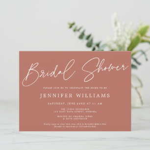 Modern Script Beautiful Terracotta Bridal Shower Invitation