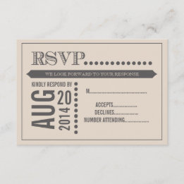 Modern Script Beige & Grey Wedding RSVP