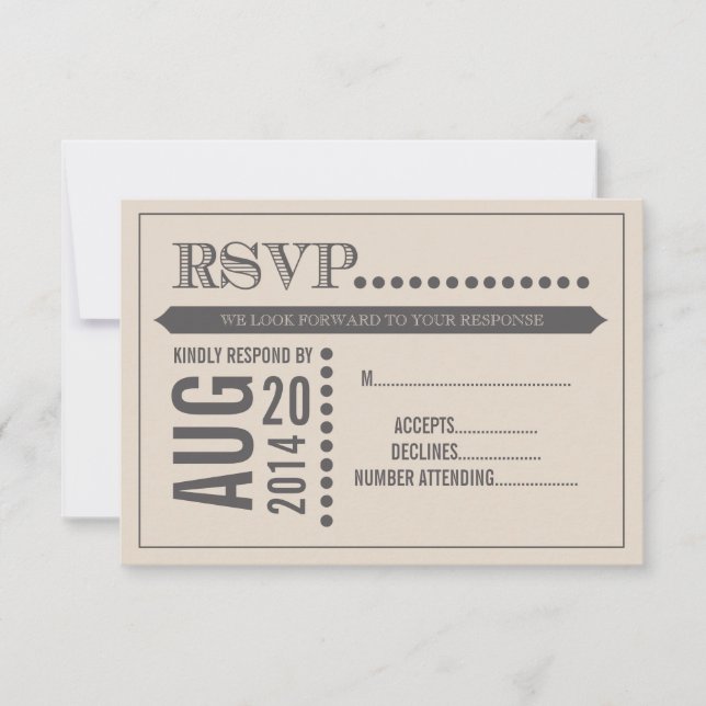 Modern Script Beige & Grey Wedding RSVP (Front)