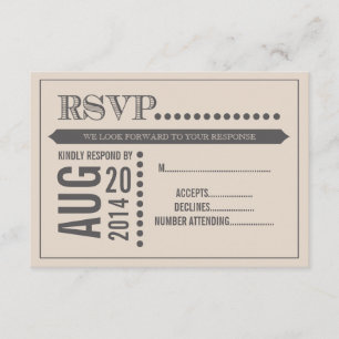 Modern Script Beige & Grey Wedding RSVP Card