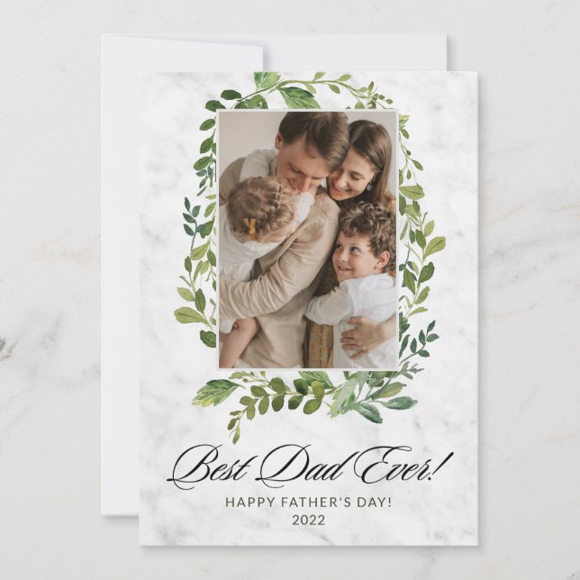 Modern Script Best Dad Ever Leaf Father's Day Card (Front)