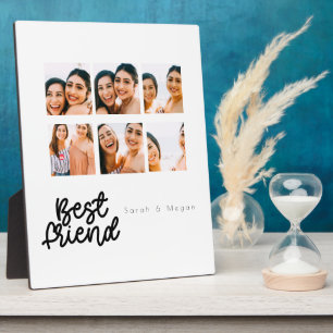 Modern script best friend photo collage plaque