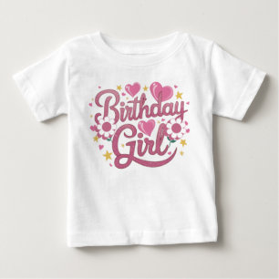 Modern Script Birthday Girl Baby T-Shirt