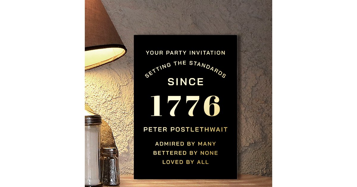 Modern Script Birthday Invitation Black And Gold | Zazzle