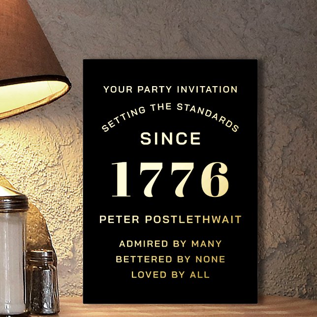 Modern Script Birthday Invitation Black And Gold (Creator Uploaded)