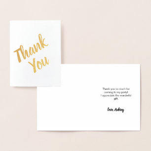 Modern Script Birthday Thank You Foil Card