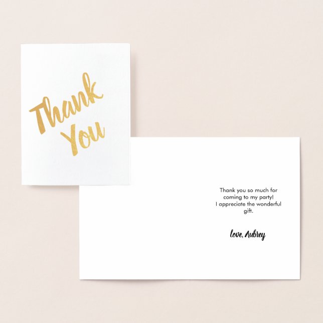 Modern Script Birthday Thank You Foil Card (Display)