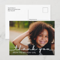 Modern Script Birthday Thank You Photo Postcard