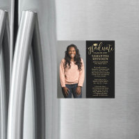 Modern Script Black and Gold 1 Photo Graduation