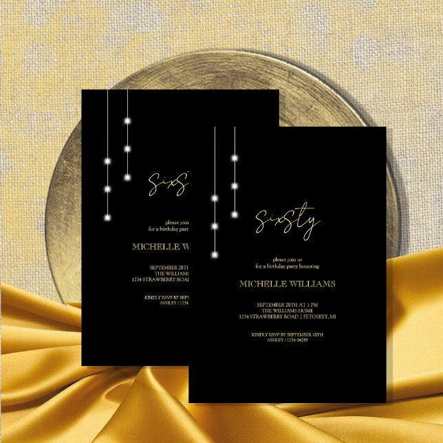 Modern Script Black And Gold Party Invitation (Creator Uploaded)