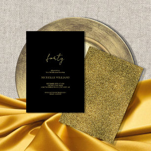 Modern Script Black And Gold Party Invitation