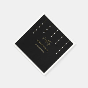 Modern Script Black And Gold Party Napkin