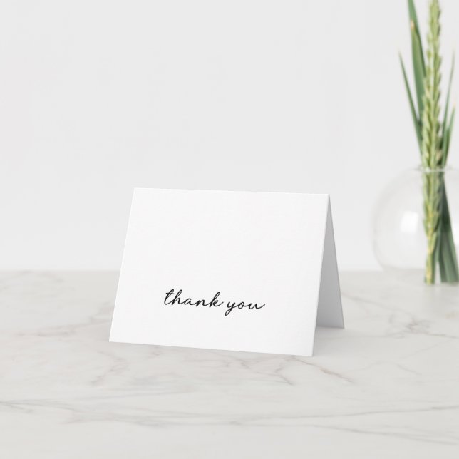Modern Script Black and White Folded Thank You Card (Front)