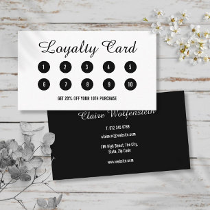 Modern Script Black and White Loyalty Card