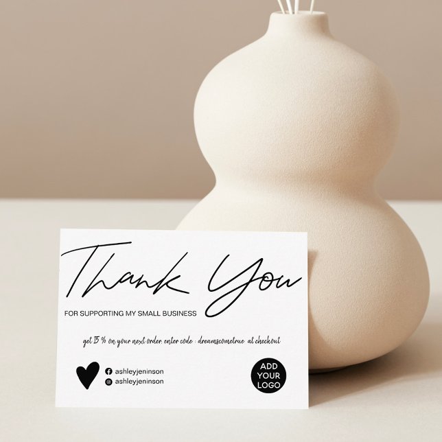 Modern script black and white order thank you (Creator Uploaded)