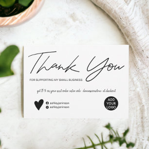 Modern script black and white order thank you invitation