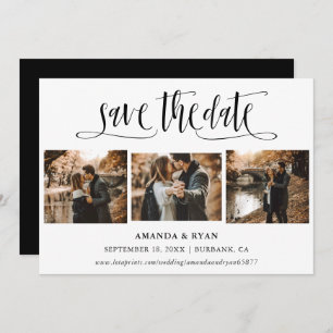 Modern Script Black and White Photo Save The Date