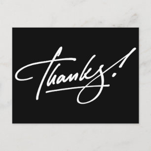 Modern Script Black and White Thank You Card