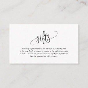 Modern script, Black font, A note on gifts Enclosure Card