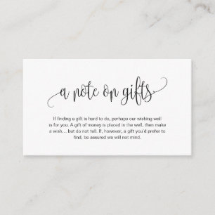 Modern Script, Black font, A note on gifts Enclosure Card