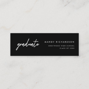 Modern Script Black Graduation Name Card Insert