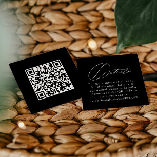 Modern Script Black QR Code Wedding Details Enclosure Card