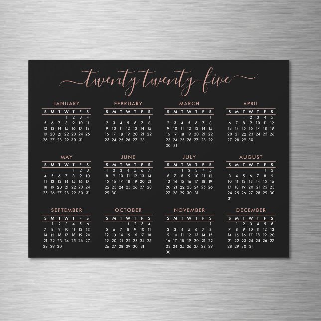 Modern Script Black Rose Gold 2025 Calendar (Creator Uploaded)