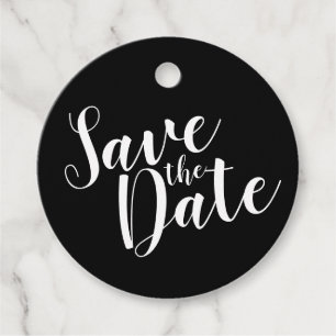 Modern Script Black Wedding Save the Date Favour Tags