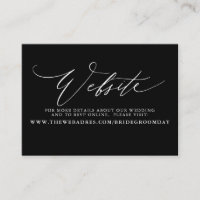 Modern Script Black Wedding Website Card