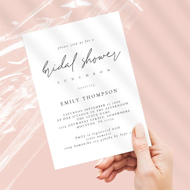 Modern Script Black White Bridal Shower  Invitation (Creator Uploaded)