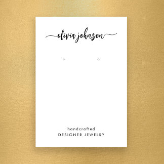 Modern Script Black White Jewellery Earring Displa Business Card