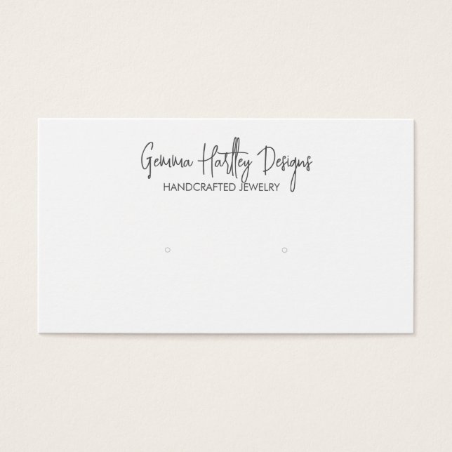 Modern Script Black White Jewlery Display Card (Front)
