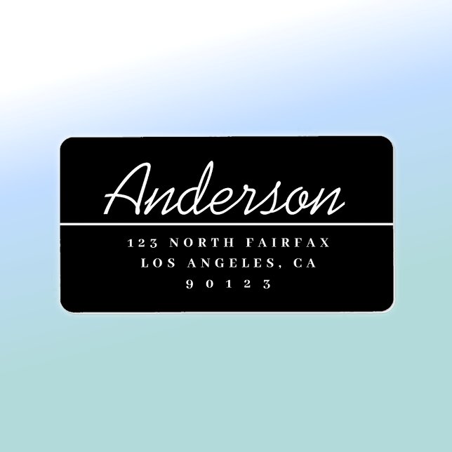Modern Script Black & White Return Address Label (Creator Uploaded)