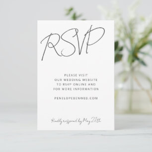 Modern Script Black White Wedding Website Online RSVP Card