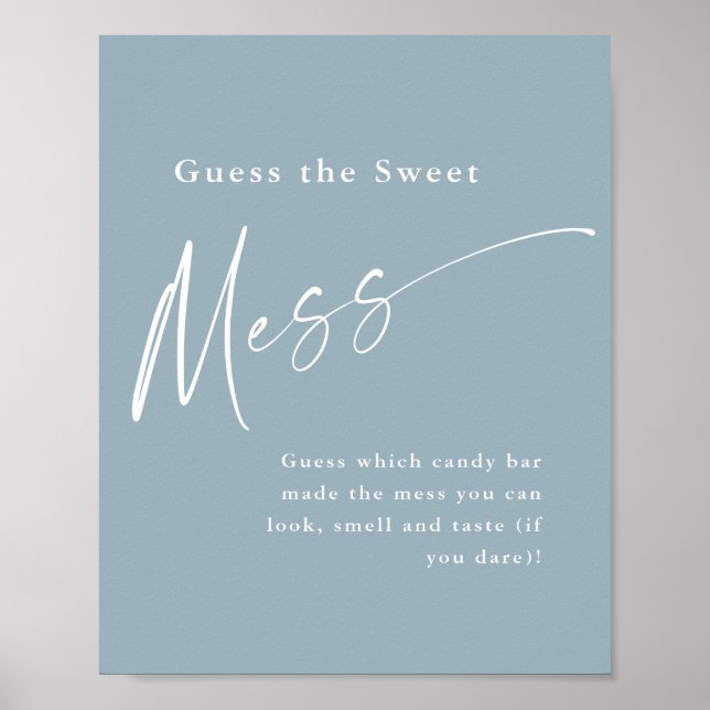 Modern Script Blue Baby Shower Poster (Front)