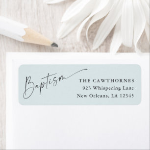 Modern Script Blue Baptism Return Address