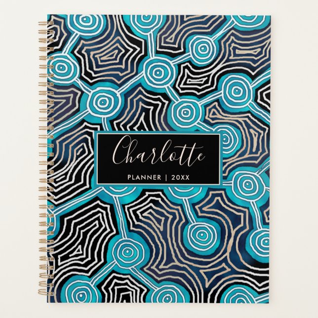 Modern Script Blue black 2023 Planner (Front)