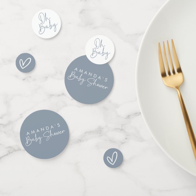 Modern Script Blue Oh Baby Simple Baby Shower Confetti (Group)