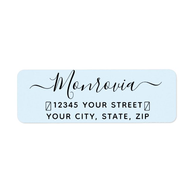 Modern Script Blue Return Address Label (Front)